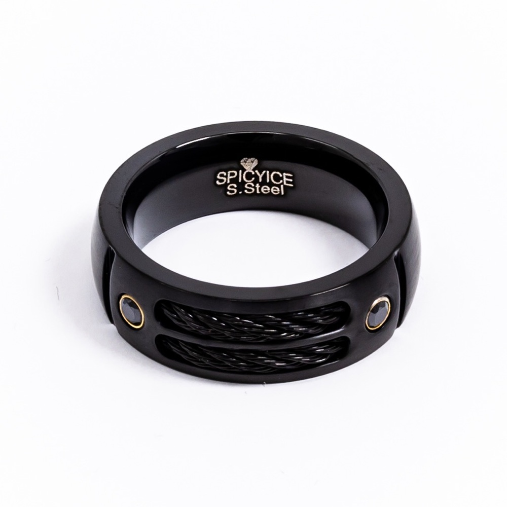 Black Onyx Cable and Gem Ring
